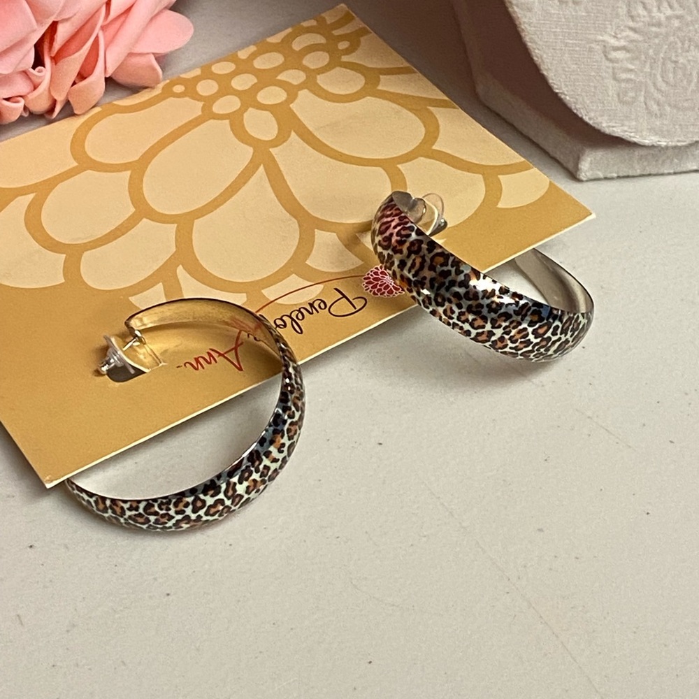 Leopard print round hoop fashion earrings